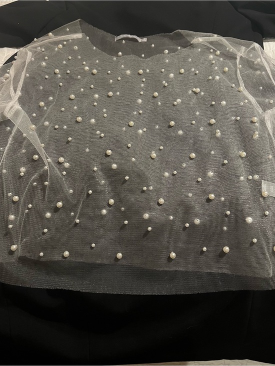 BKE Tops - BKE Sheer Beaded Blouse in White Size Medium Like New